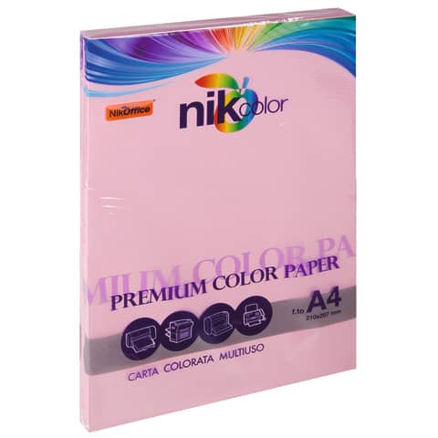 Carta colorata colori forti formato A4 Nikoffice 5 colori assortiti forti 160 g 125 ff - 23NIK095/160
