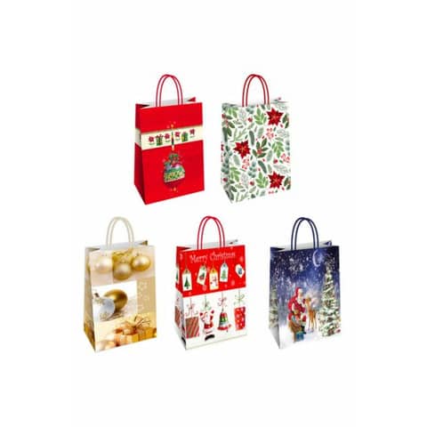 Borsa shopper Florio Carta Christmas fantasie natalizie assortite - formato 23x10x29 - 73358