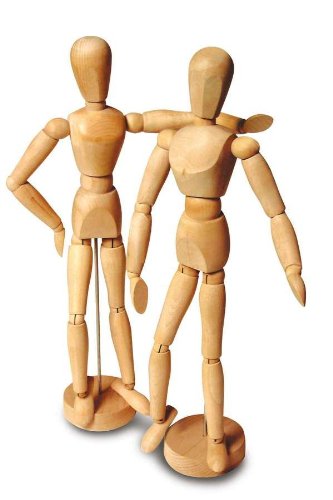 Manichino in legno donna con base, altezza 31 cm, strumento disegno 8004957002966