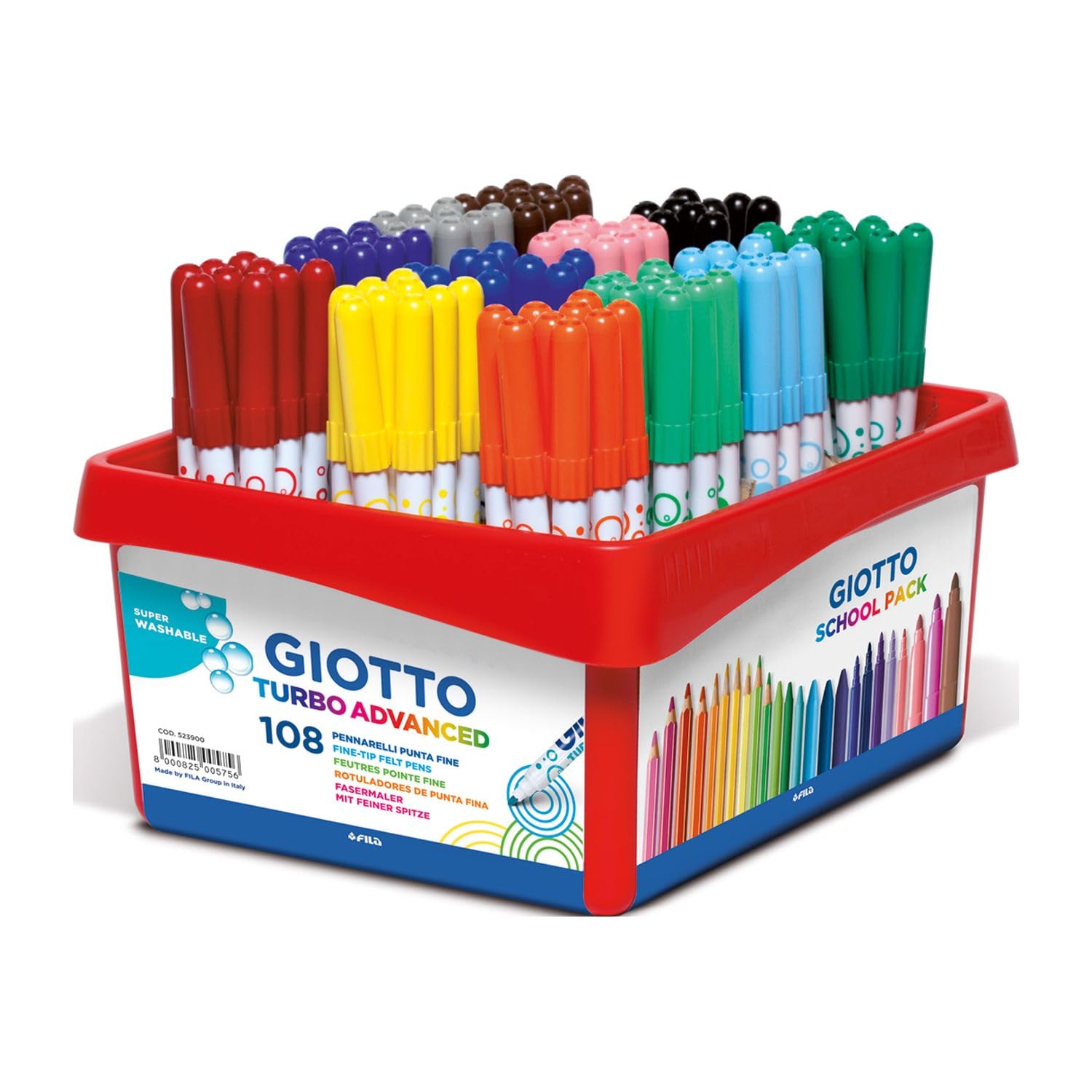 Pennarelli Giotto Turbo Advanced, confezione contenente 108 pennarelli in diversi colori, marca Giotto 8000825009303 | initpc.it