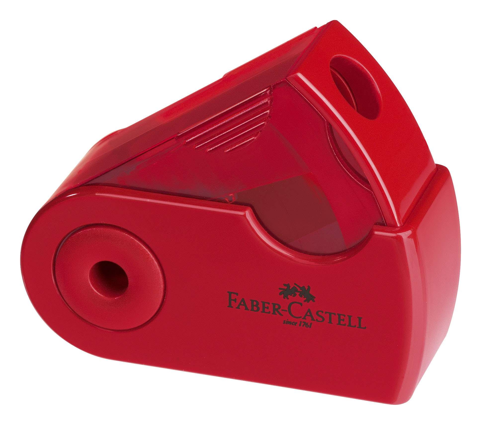 Temperamatite 1 foro Faber Castell Sleeve con serbatoio colore rosso/blu, prodotto di alta qualità per la scrittura e l'arte, marchio riconosciuto a livello globale Faber-Castell. 6933256611918 | initpc.it