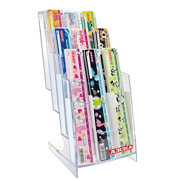 Espositore con 45 righelli a 16 cm di altezza, creato dalla marca Arda Fancy, per la presentazione di fantasie e accessori in modo curato. 8003438014146 | initpc.it