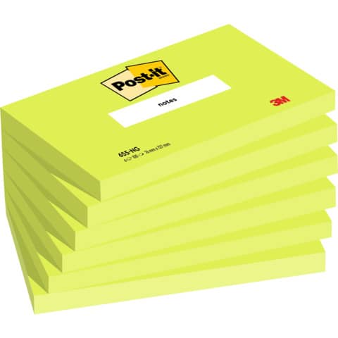 Foglietti Post-it® verde acido 100 fogli/blocchetto conf. 6 pz 76x127 mm 7100296121