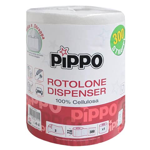Rotolone dispenser in pura cellulosa Pippo 2V 300 strappi NP7004