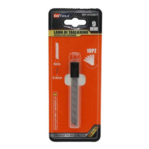 Lama ricambio taglierino Emi, confezione da 10 pezzi, misura 9 mm 8052533138318 | initpc.it