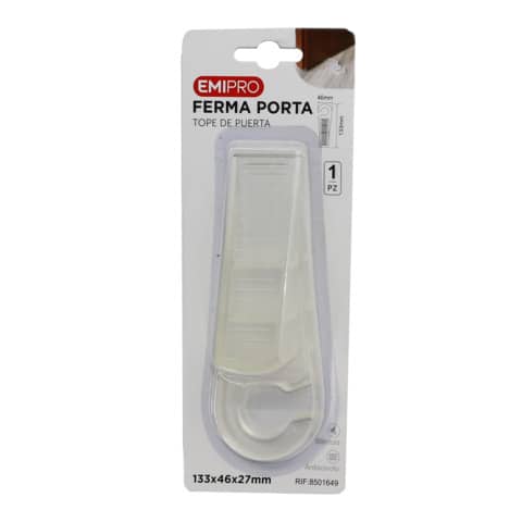 Ferma porta con gancio Emi, dimensioni 133x46xH.27 mm, codice prodotto 8501649. 8052533416492 | initpc.it