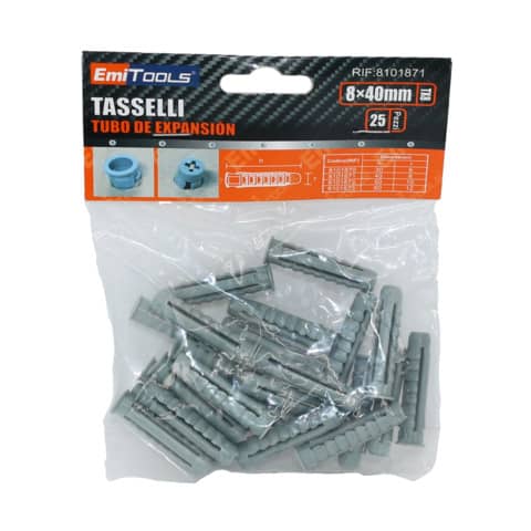 Tasselli in acciaio inox Emi, diametro 8 mm, confezione da 25 pezzi 8052533118716 | initpc.it