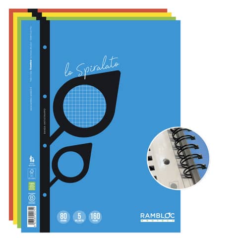 Maxi quaderno Spiralato rinforzato Rambloc A4 - 80 ff - conf. da 4 pz - 5 mm - 90524178