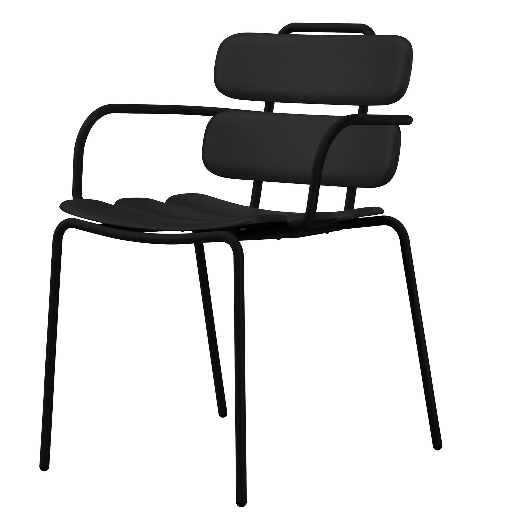 Poltrona da salotto in pelle nera, seduta collettiva 'Lemon', con braccioli, design moderno e comfortevole. Parte della collezione Unisit. 8059513463026 | initpc.it