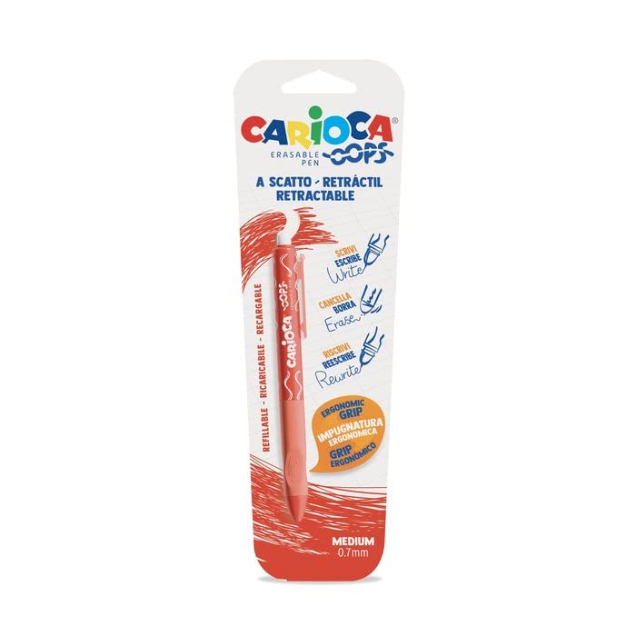 Penne a scatto cancellabili Carioca OOPS inchiostro termosensibile di marca Carioca, dimensione della punta 0.7mm, colore dell'inchiostro rosso 8003511430429 | initpc.it