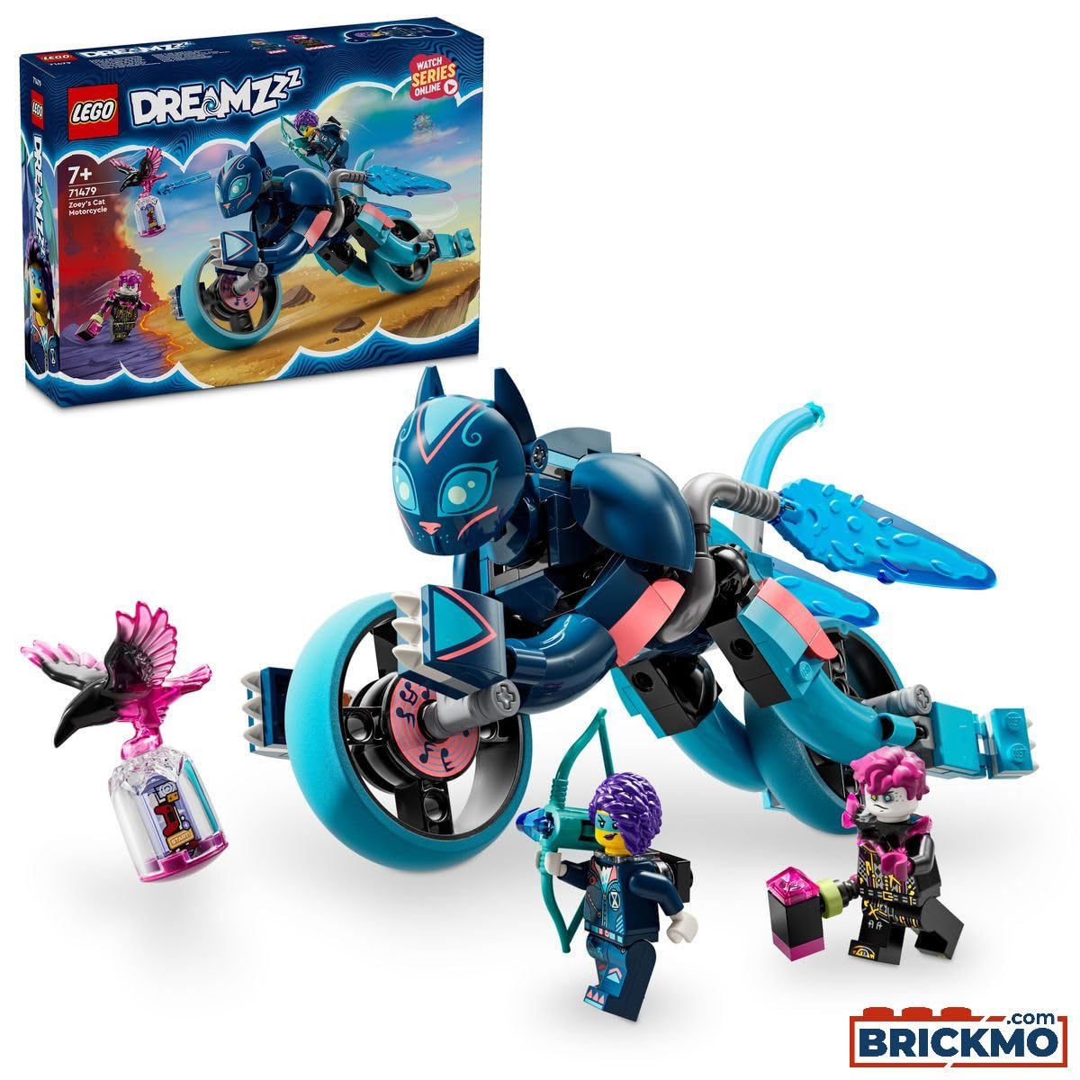 La moto-gatto di Zoey costruita con i blocchi di LEGO, un giocattolo divertente per bambini che amano le moto e gli animali domestici. 5702017584256 | initpc.it