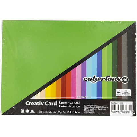 Cartoncino creativ premium 180g a6 120f colori assortiti didattico 5707167862810