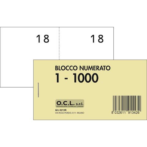 Blocchi lotteria Madre/Figlia O.C.L., serie numerata da 1 a 1000, colore bianco, confezionati in 10 pezzi. 08032611913426 | initpc.it
