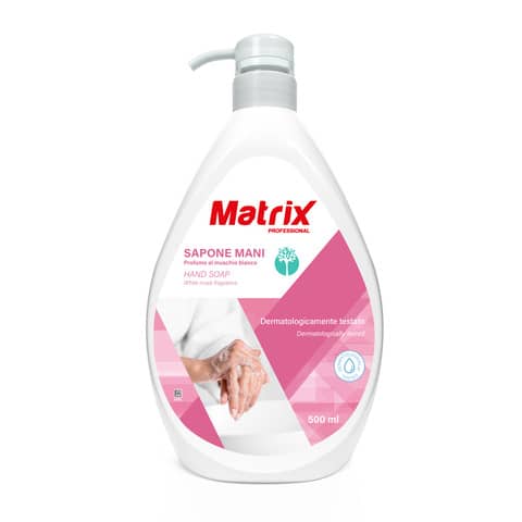 Sapone mani delicato Matrix, profumo muschio bianco, confezione 500 ml, codice prodotto XM122 8050999571106 | initpc.it