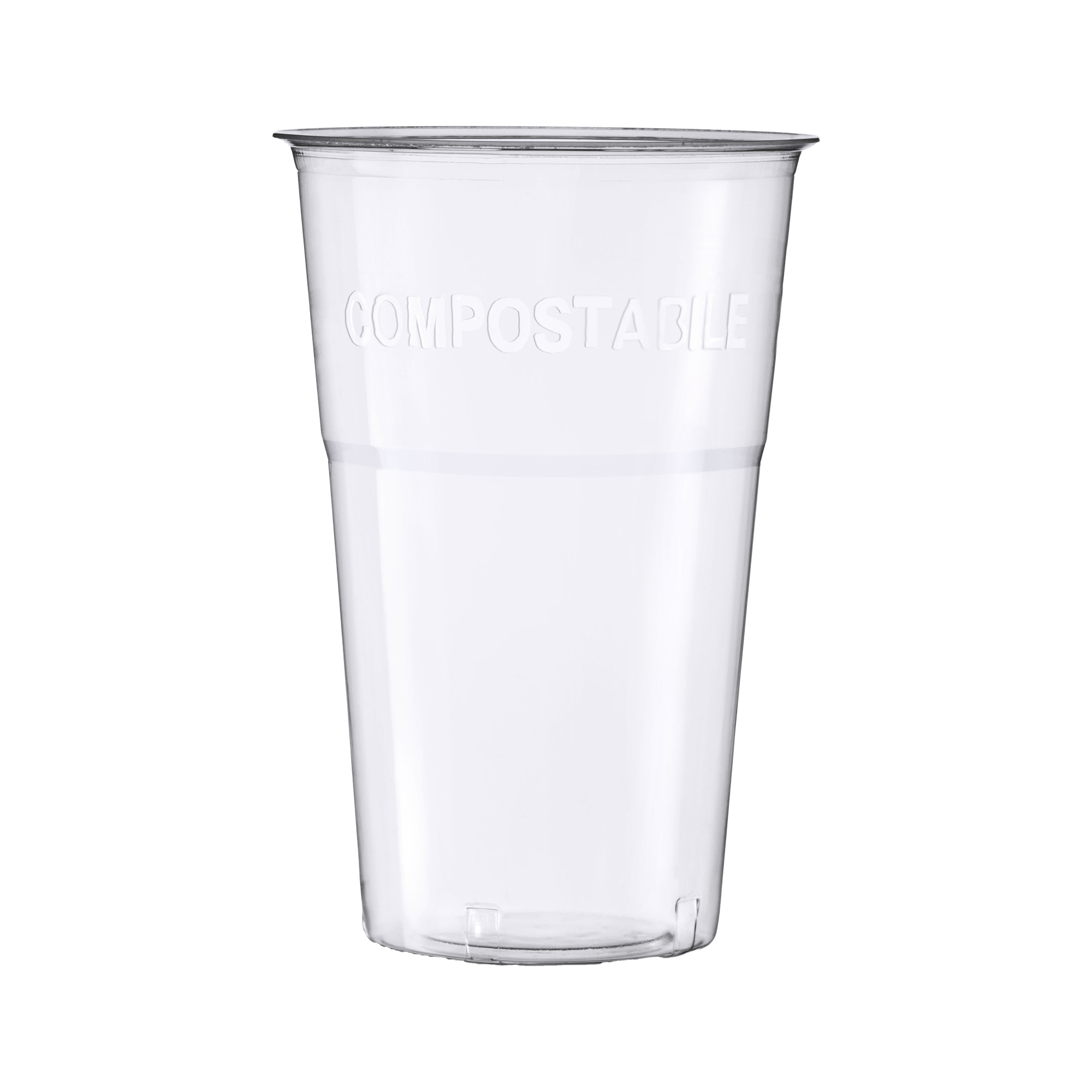 Bicchiere in bioplastica PLA da 390 ml, trasparente e realizzato con il marchio DOPLA, confezione da 20 pezzi. 8005090022453 | initpc.it