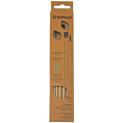 Set di 6 spazzole naturali per la pulizia degli strumenti e dei materiali scolastici da parte di Donau ÖKO, prodotto eco-compatibile. 9004546528739 | initpc.it