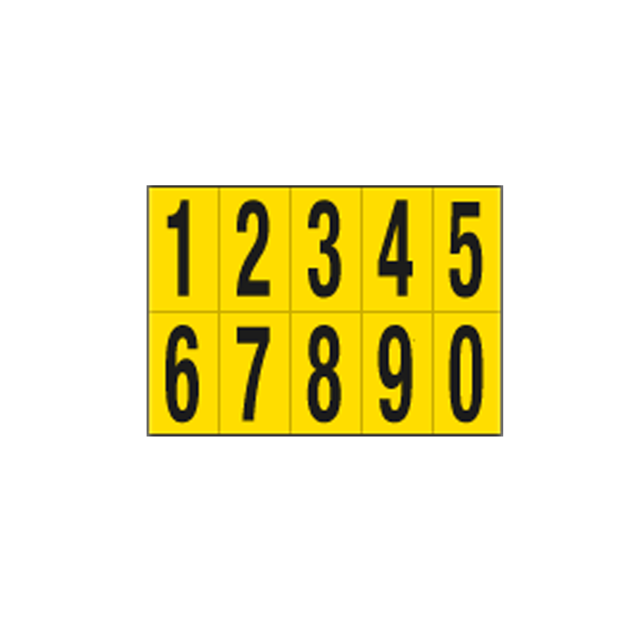 Etichette adesive nere su giallo, 70x124 mm, pvc, numero da 0 a 9 8400906101818