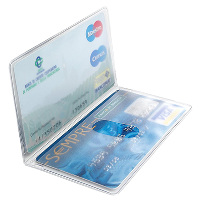 Porta carte pvc 2 ante apribili 8,5x5,4 trasparente da 50 pezzi 8006779296752
