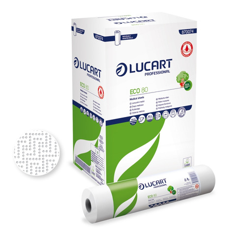Lenzuolini medici Lucart Professional Eco 80 - bianco 2 veli 80 m -