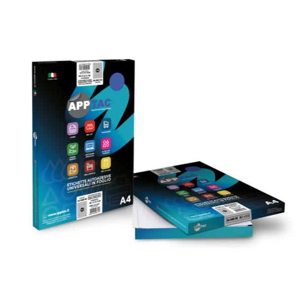 Etichette adesive bianche 210x148 mm da 200 fogli apptac 8032754128237