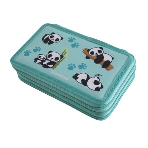 Astuccio a 3 zip donau fantasia panda poliestre 20x13x6 cm 9004546556145