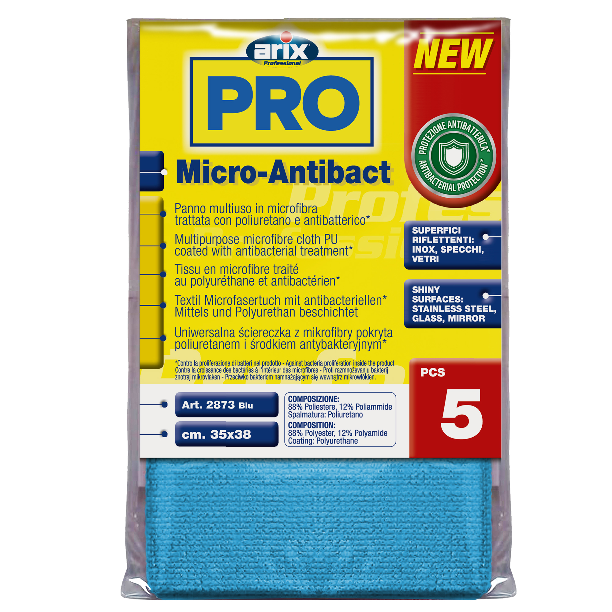 Panno multiuso arix micro-antibact blu 35x38cm antibatterico 8008990028730