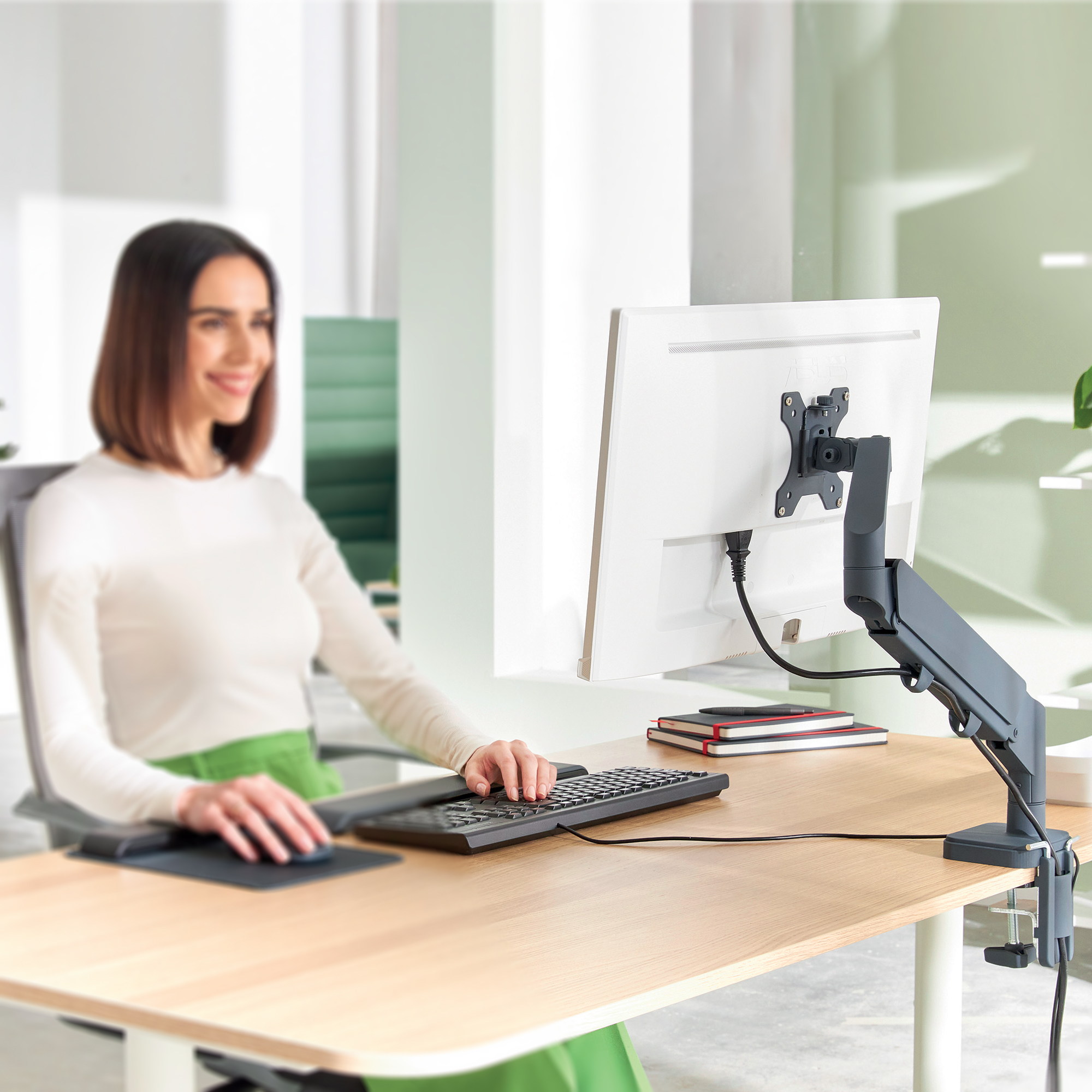 Braccialete ergonomico leitz grigio per monitor singolo regolabile 4002432134663