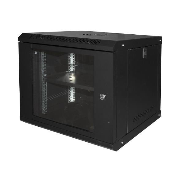 Armadio rack 19 pollici 9u nero porta vetro 450x400x530 mm 8028400096968