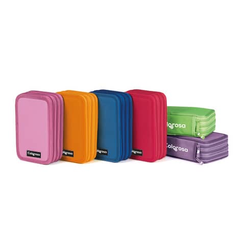 Astuccio colors 3 zip con pennarelli e pastelli, 13x20x7 cm 8004428013798