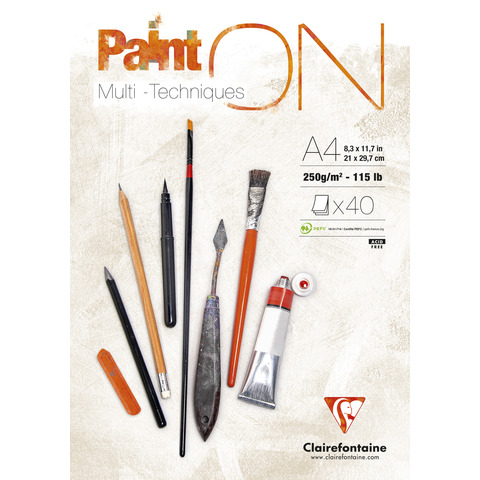 Blocchi paint`on a4 250gr multitecnica 4pz clairefontaine 3663619008156