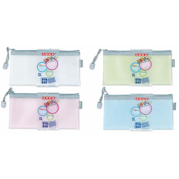 Bustina in eva con zip da 22x11 cm colori pastello assortiti 8007627026927