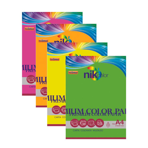 Carta colorata fluo nikoffice a4 80g 100 fogli 8033593065714
