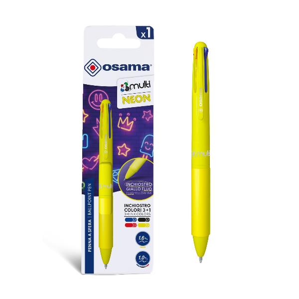 Penna a sfera multi colore gialla fluorescente 12 pezzi 8059484045542