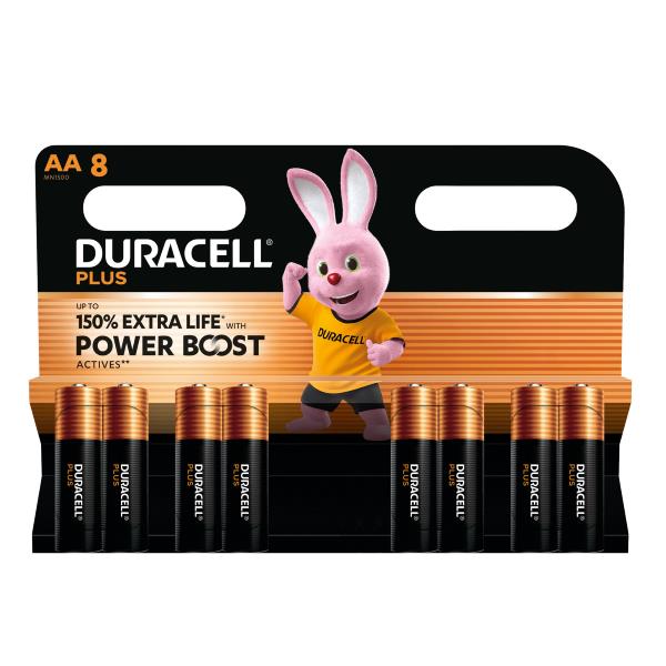 Batterie alcaline duracell plus powerboost da 8 pezzi 5000394176140