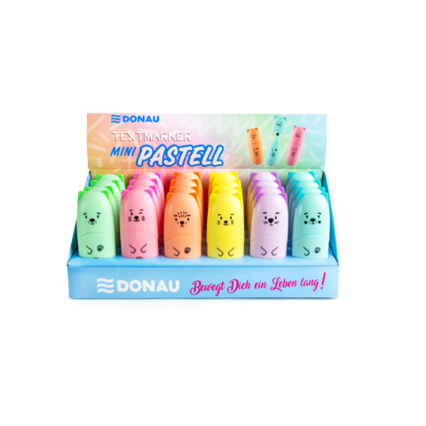 Espositore 24 mini evidenziatori a forma di animaletto pastello 9004546528821
