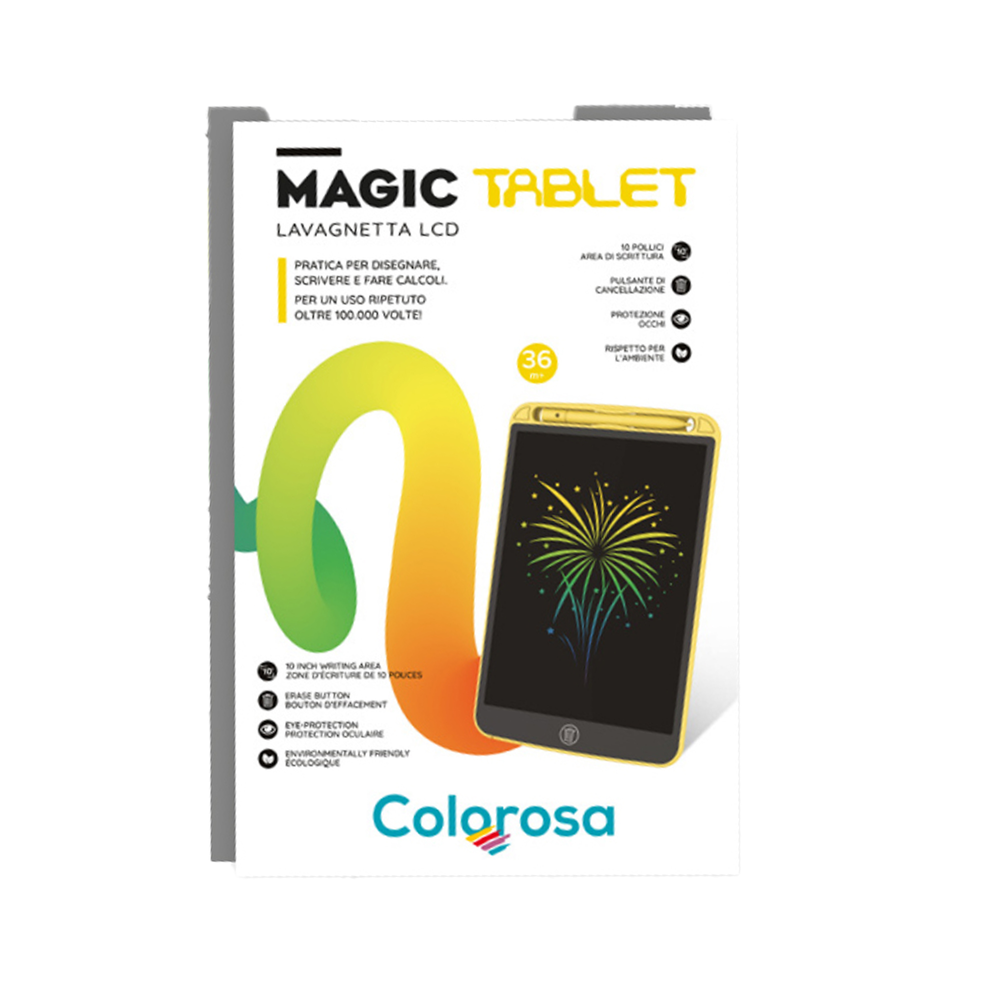 Lavagnetta lcd multicolore verde giallo con penna cancellabile 8004428975645