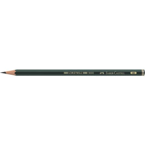 Matita grafite faber castell 9000 6b verde 175mm alta qualità 4005401190066