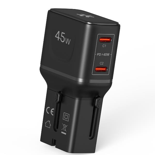 Adattatore da viaggio universale 45w con doppia porta usb-c multiplug 8021735224549
