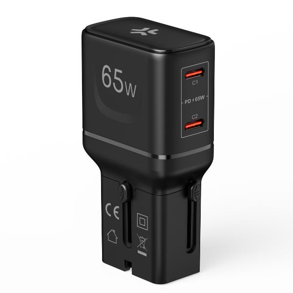 Caricabatterie da viaggio universale 65w con doppia porta usb-c 8021735224556