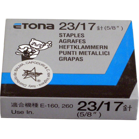 Punti metallici etona 23/17 acciaio 17mm confezione 1000 4580107121830