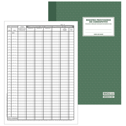 Registro provvisorio corrispettivi per registratore di cassa 21x29 cm 8032611900471