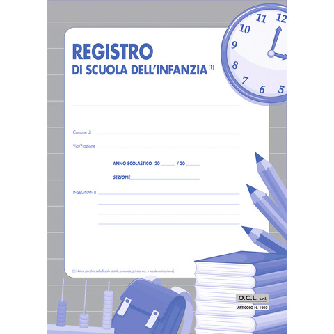 Registro scuola infanzia con disegni 52 pagine per 30 alunni 24x33cm 8032611903557