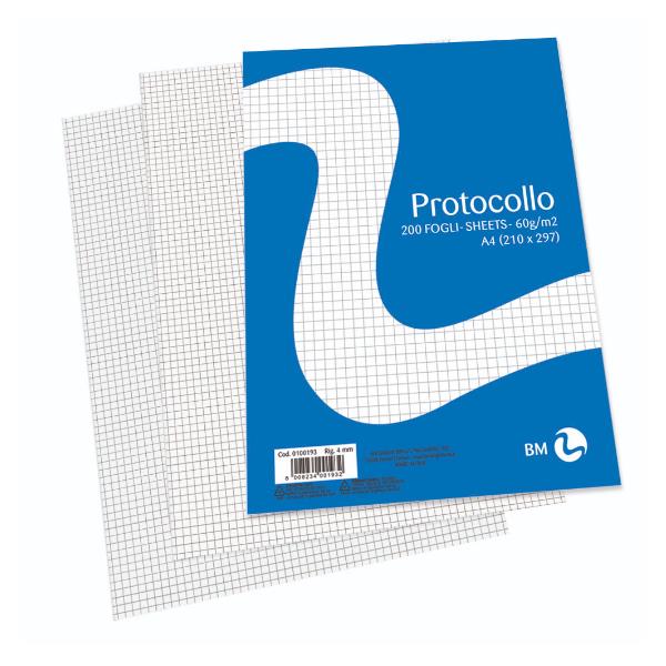 Foglio protocollo a4 60 gr righe 4 mm da 200 fogli 8008234001932