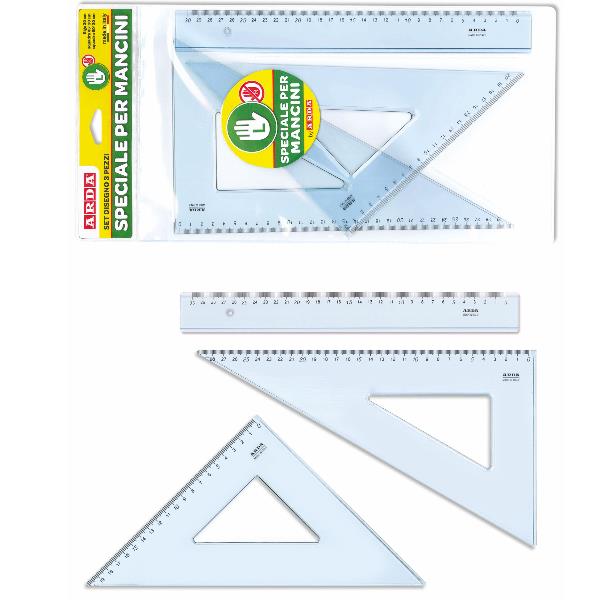 Squadra per mancini con misure 30 cm e angoli 45°/30° e 60°/30. 8003438022356