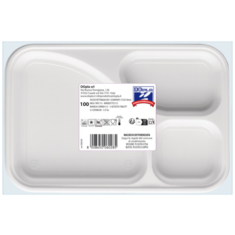 Vassoio rettangolare dopla in ps bianco 3 scomparti 8008650060285