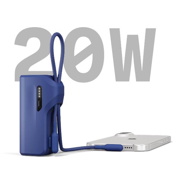 Powerbank cygnett thumboost 5000mah con cavo usb-c integrato blu 0848116047942