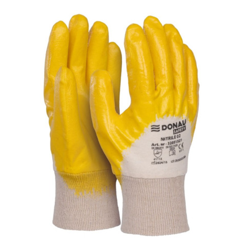 Guanti da lavoro in cotone e nitrile giallo taglia 8 impermeabile 5901498130604