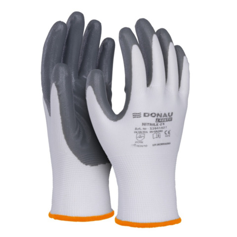 Guanti lavoro poliestere nitrile taglia 7 bianco grigio 5901498130390