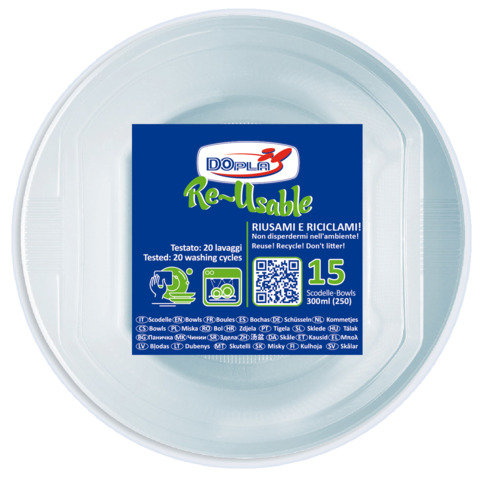 Scodelle in polistirene trasparente 300 ml riutilizzabili 15 pezzi 8005090017763