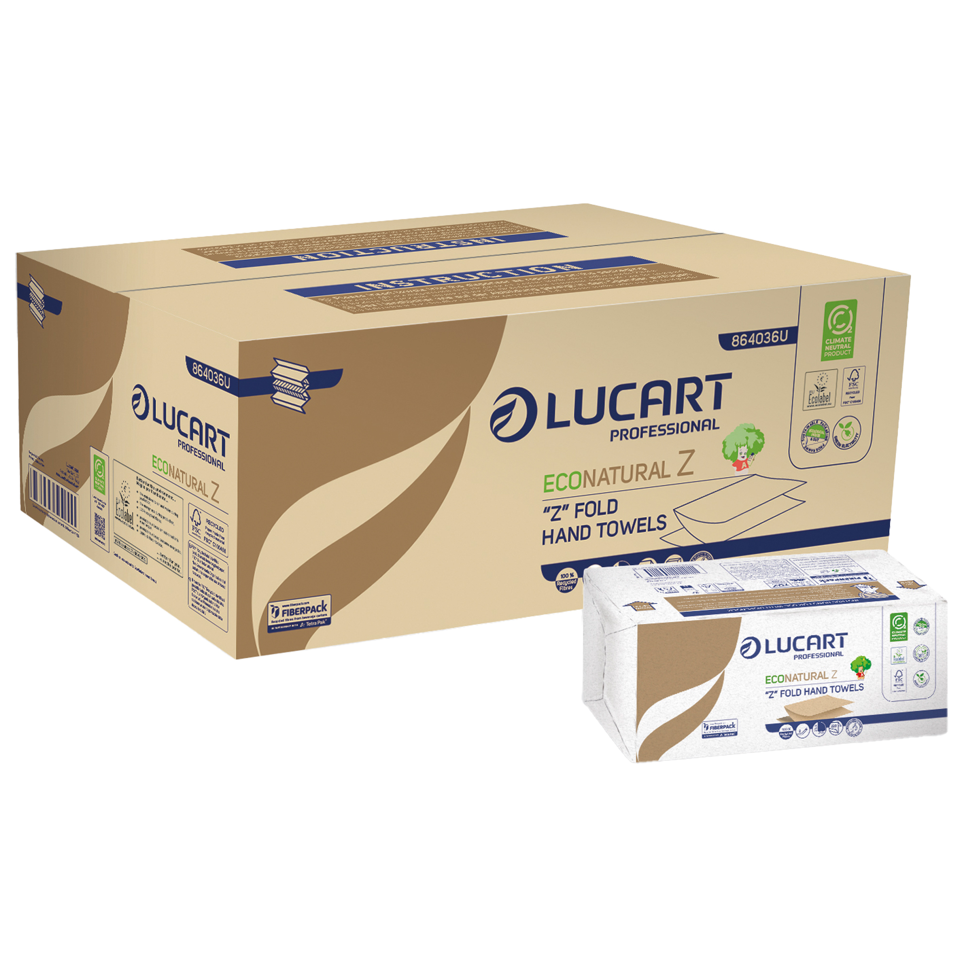 Asciugamani lucart econatural 23x21cm 2veli avana 220pezziconfezionati 8005892413770